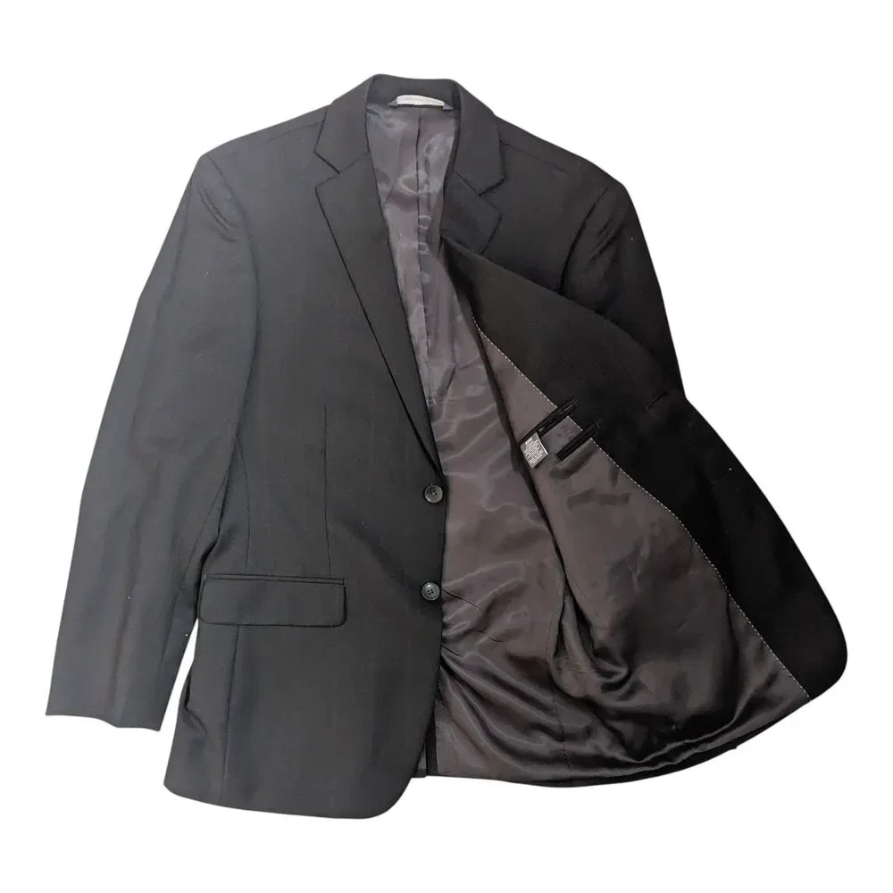 Perry Ellis Portfolio Men's 40R Blazer Sports Coat Dark Brown Plaid 100% Wool